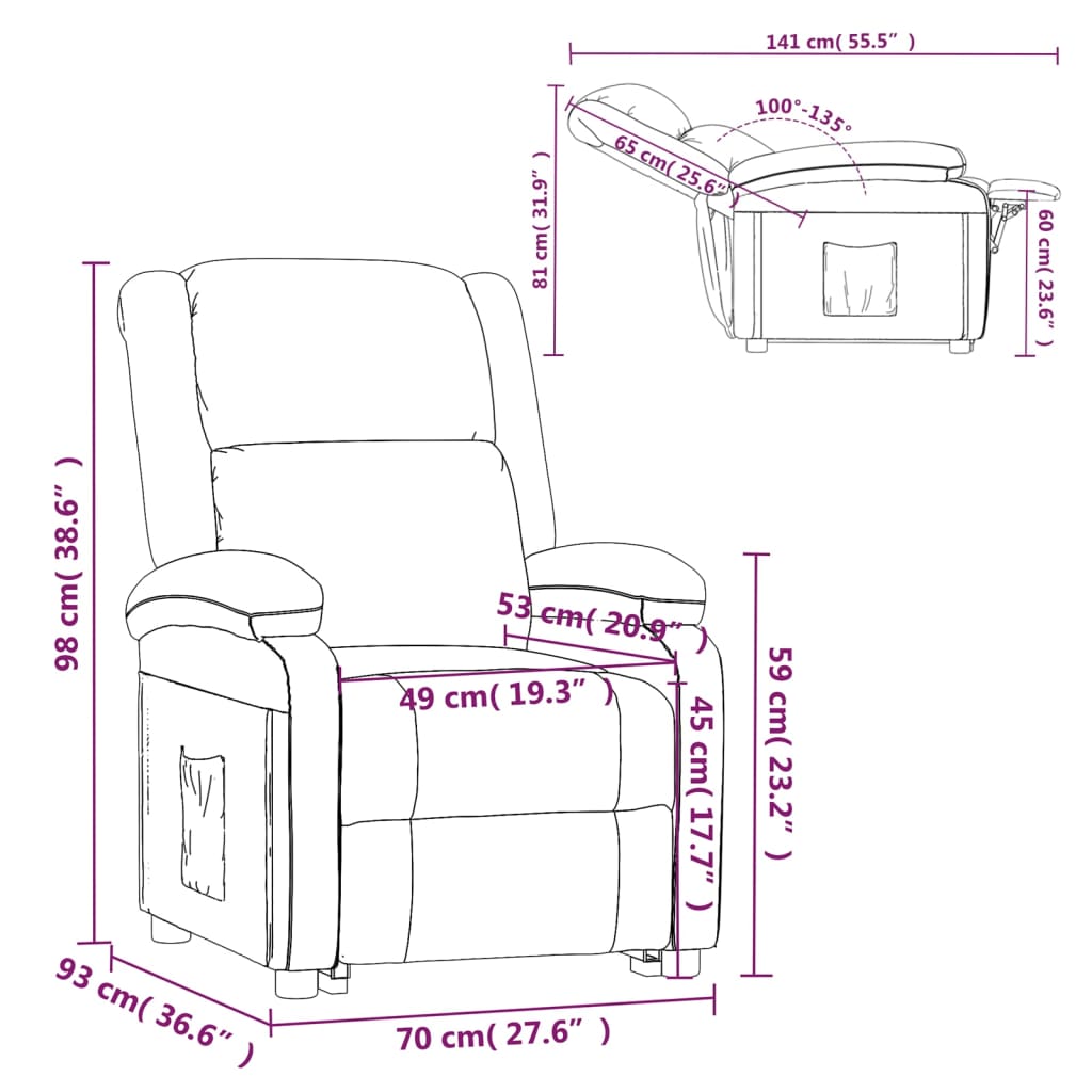 vidaXL Fotel rozkładany, jasnoszary, ekoskóra i tkanina