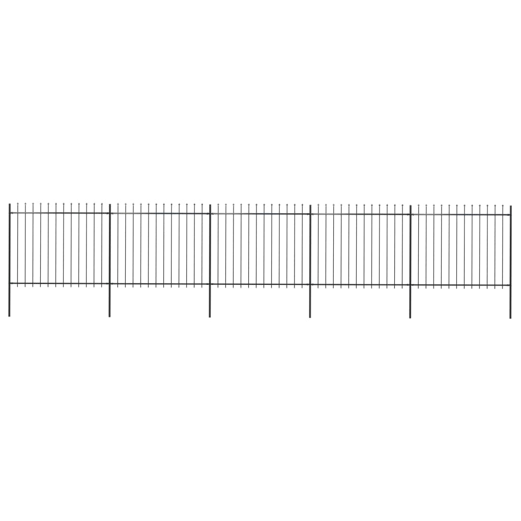 vidaXL Ogrodzenie z prętów z grotami, stalowe, 8,5 x 1,5 m, czarne