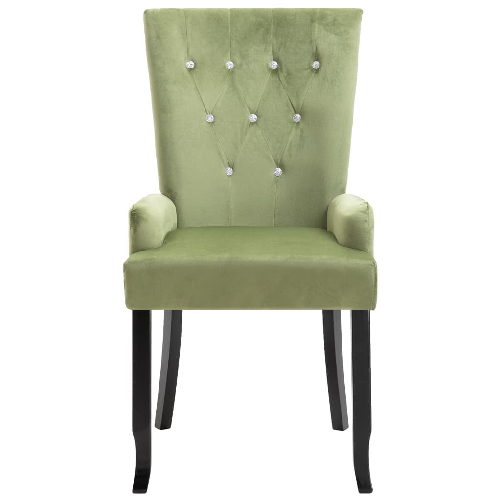 vidaXL Krzesło jadalniane z podłokietnikami, jasnozielone, aksamitne