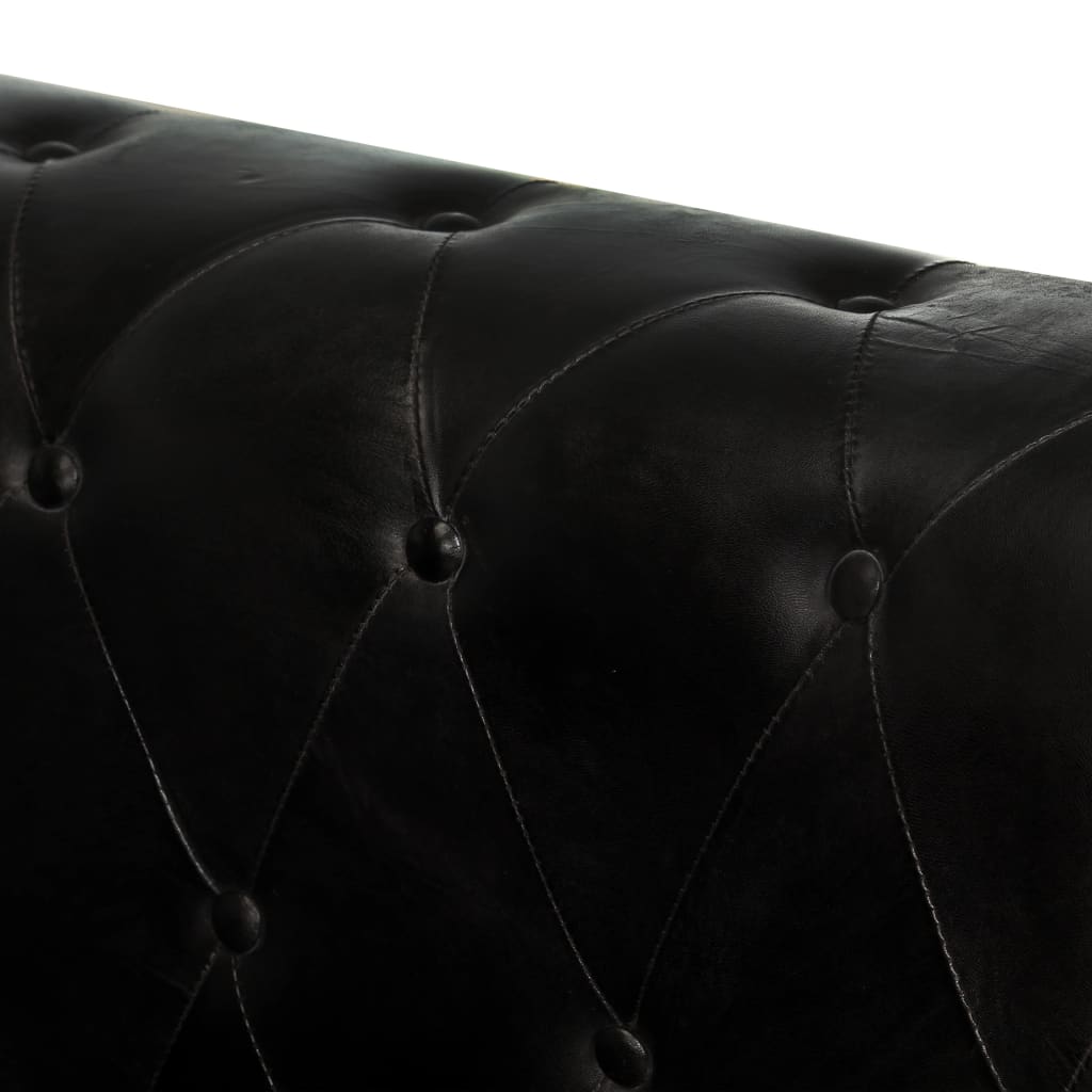 vidaXL 2-osobowa sofa Chesterfield, czarna, skóra naturalna