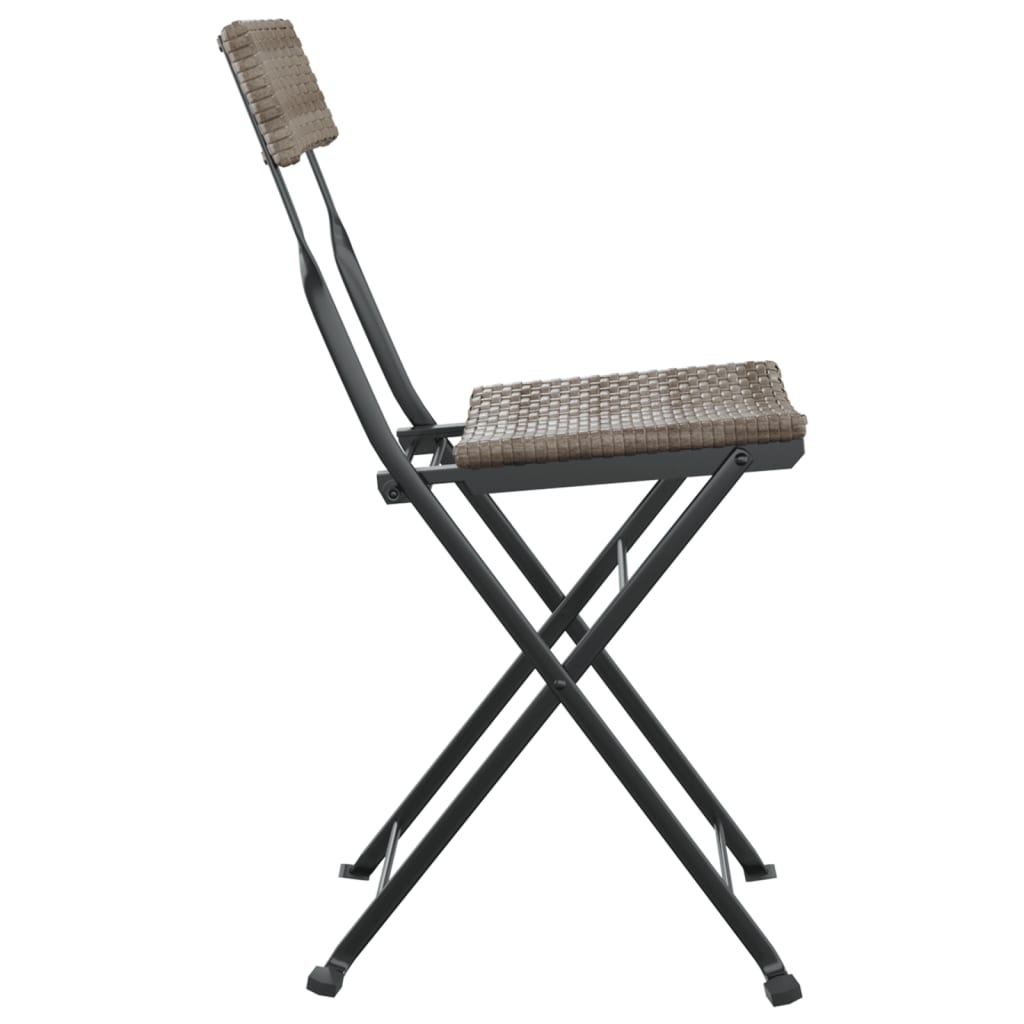 vidaXL Składane krzesła bistro, 8 szt., szare, polirattan i stal