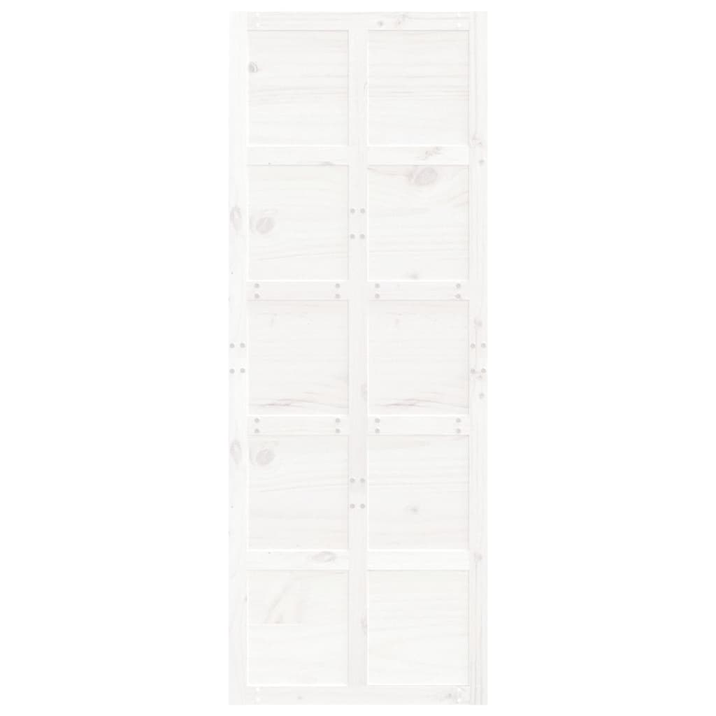 vidaXL Drzwi przesuwne, białe, 80x1,8x214 cm, lite drewno sosnowe