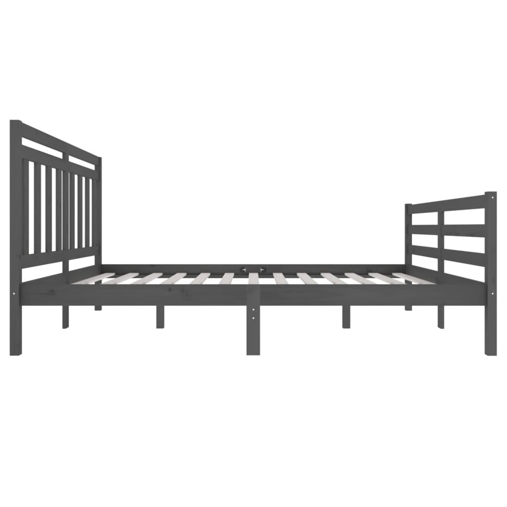 vidaXL Rama łóżka, szara, lite drewno, 140x200 cm