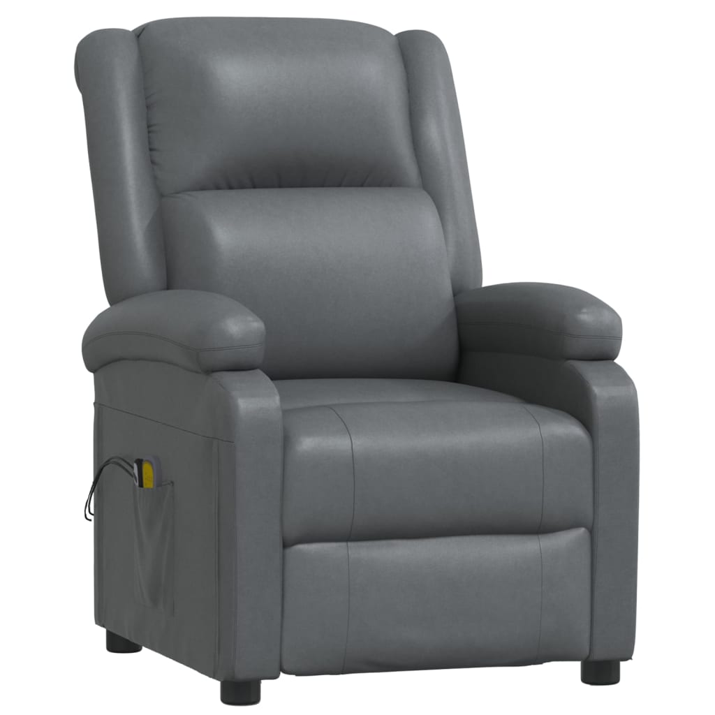 vidaXL Elektryczny fotel masujący, antracytowy, sztuczna skóra