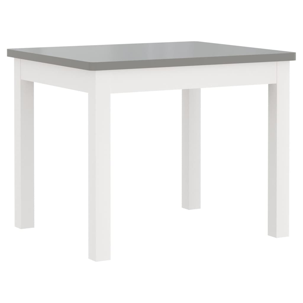 vidaXL 4-cz. zestaw dziecięcy, stolik i krzesła, biało-szare, MDF