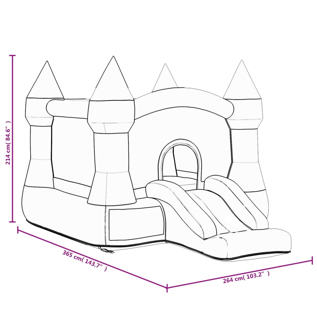 Happy Hop Nadmuchiwany zamek ze zjeżdżalnią, 264x365x214 cm