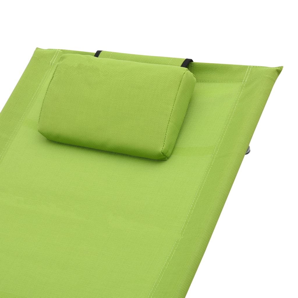 vidaXL Leżak z poduszką, zielony, textilene