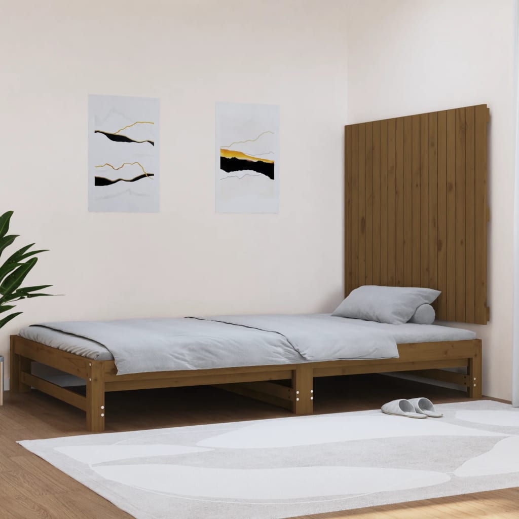 vidaXL Wezgłowie łóżka, miodowy brąz, 108x3x90 cm, lite drewno sosnowe