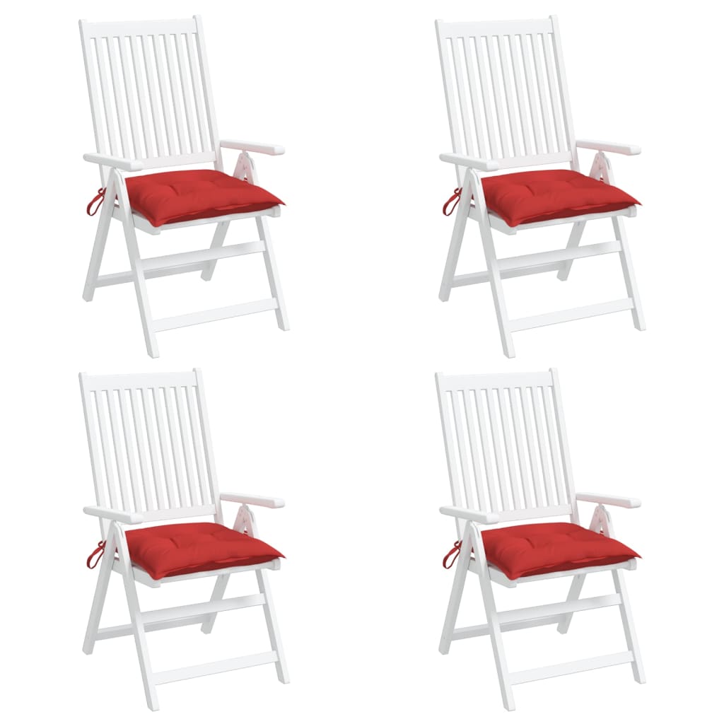 vidaXL Poduszki na krzesła, 4 szt., czerwone, 40x40x7 cm, tkanina