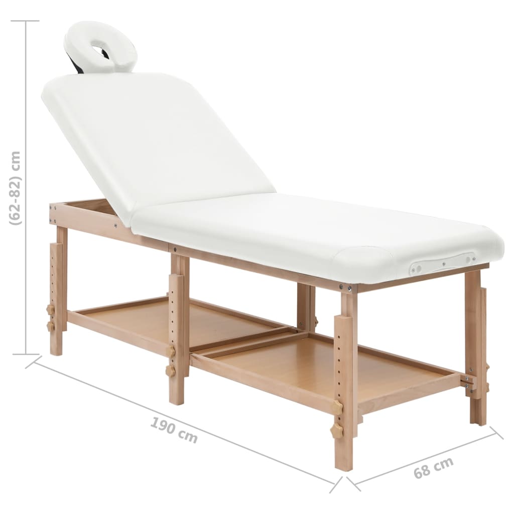 vidaXL Stół do masażu, 2-strefowy, biały, obity sztuczną skórą