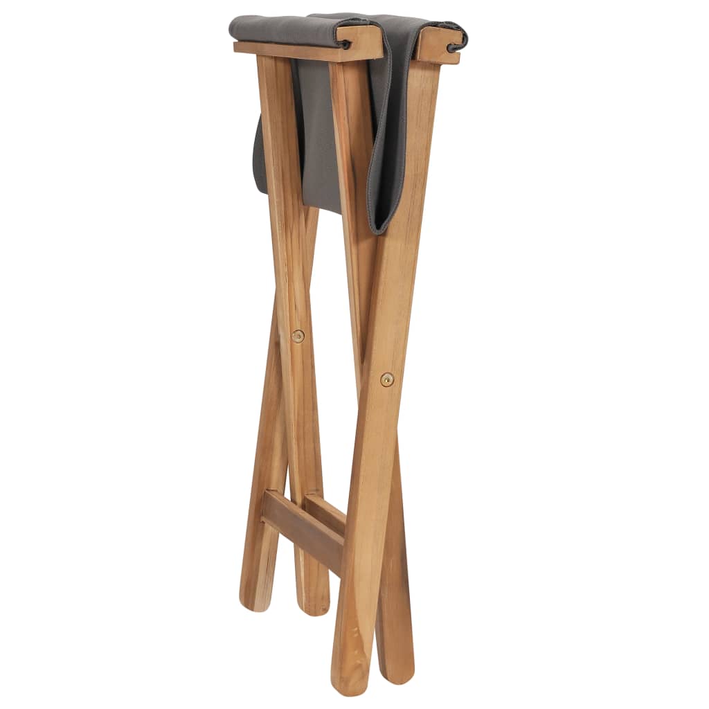 vidaXL Składane krzesła, 2 szt., lite drewno tekowe i tkanina, szare