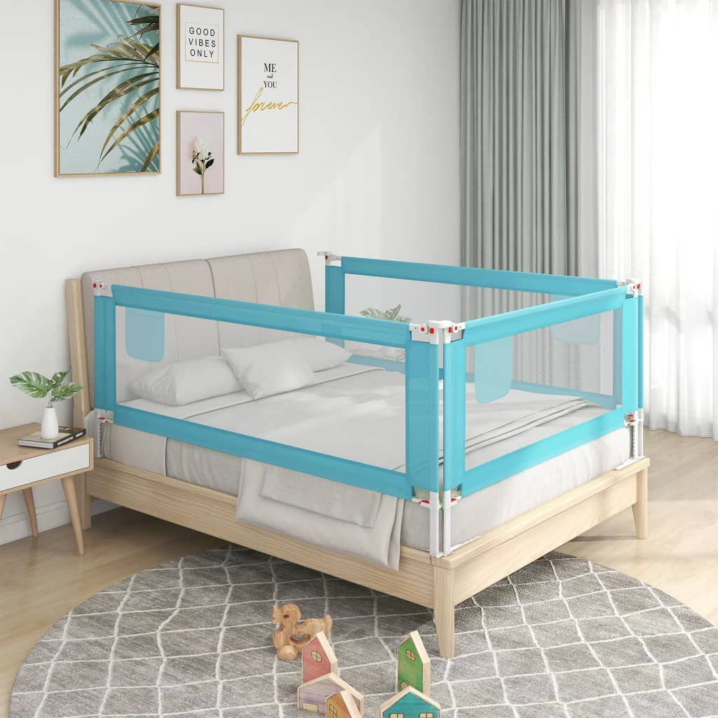 vidaXL Barierka do łóżeczka dziecięcego, niebieska, 200x25 cm, tkanina
