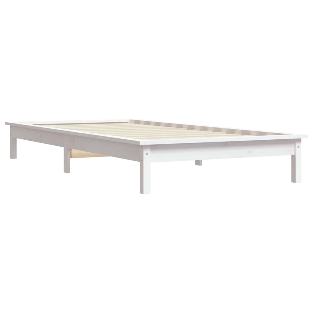 vidaXL Rama łóżka, biała, 75x190 cm, pojedyncza mała, drewno sosnowe