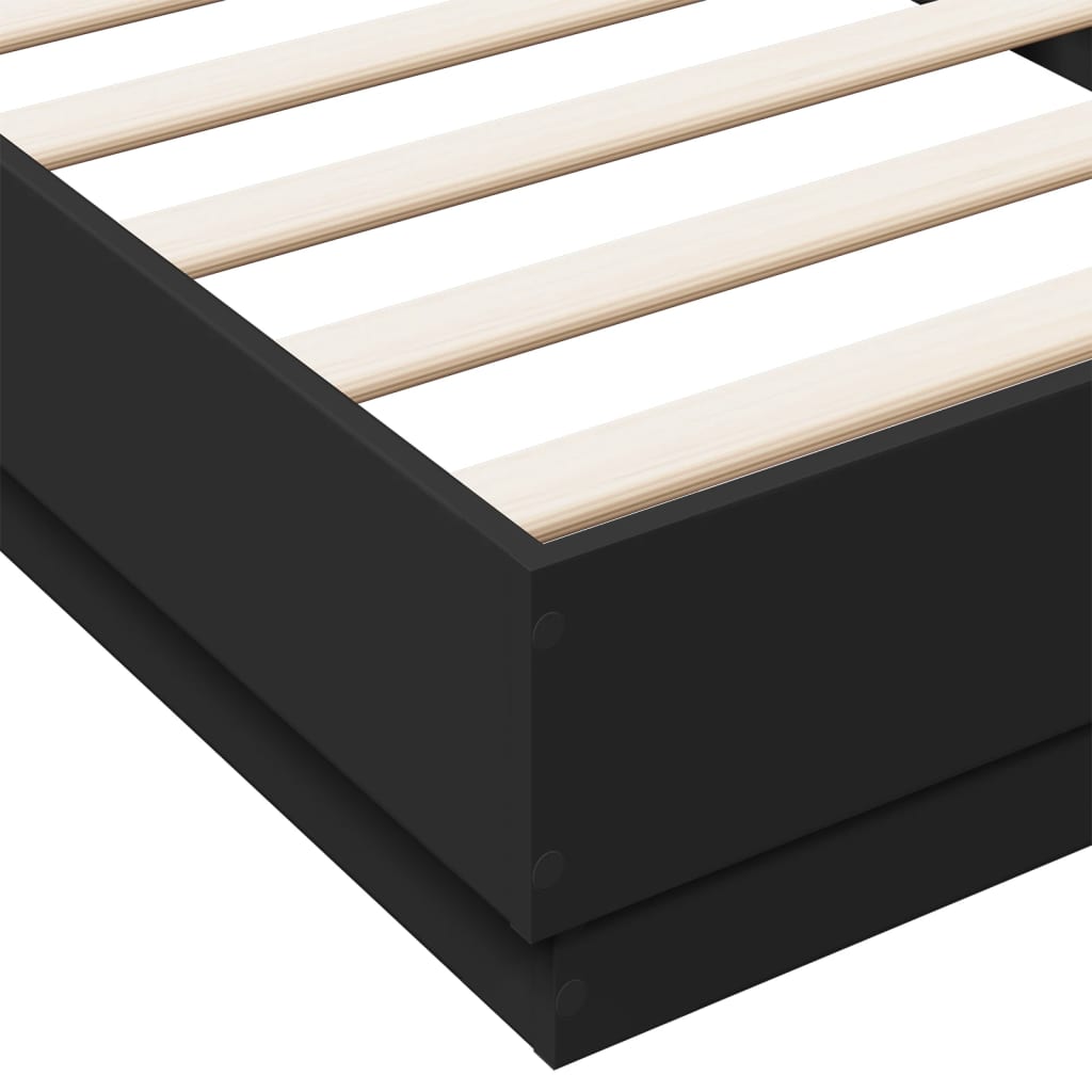 vidaXL Rama łóżka z oświetleniem LED, czarna, 90x200 cm