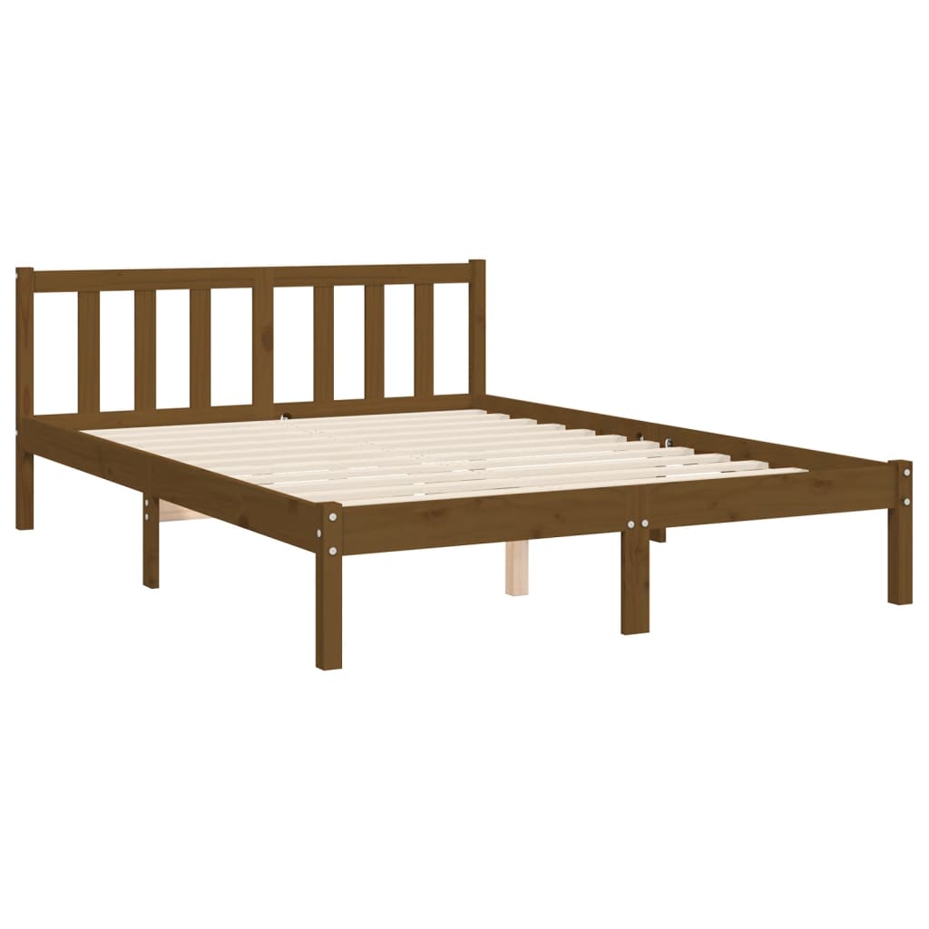 vidaXL Rama łóżka z wezgłowiem, miodowy brąz, 120x200 cm, lite drewno