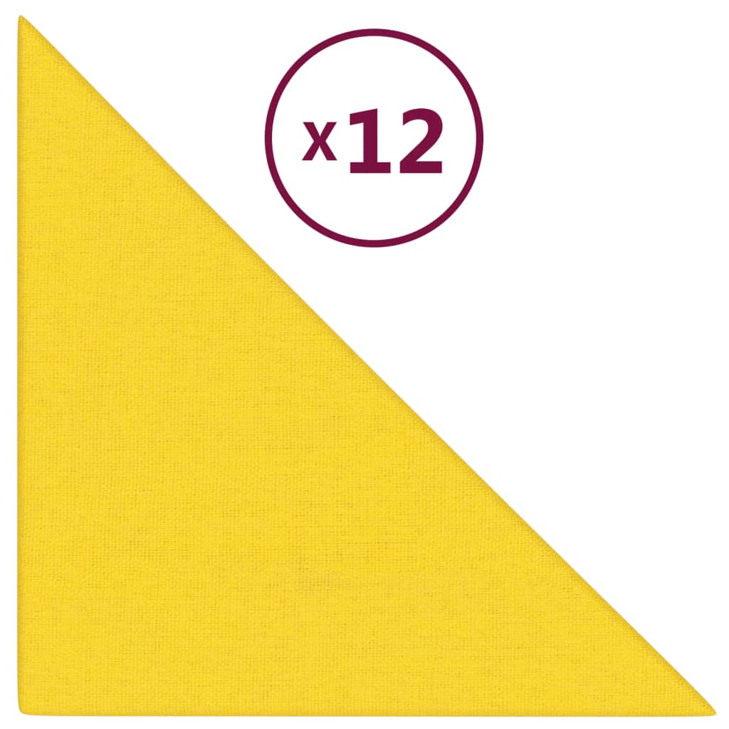 vidaXL Panele ścienne, 12 szt, jasnożółte, 30x30 cm, tkanina, 0,54 m²