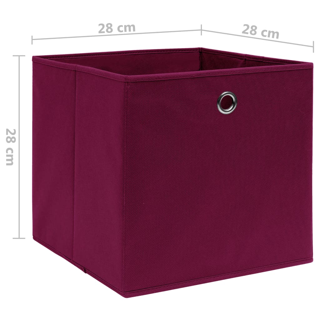 vidaXL Pudełka z włókniny, 4 szt., 28x28x28 cm, ciemnoczerwone