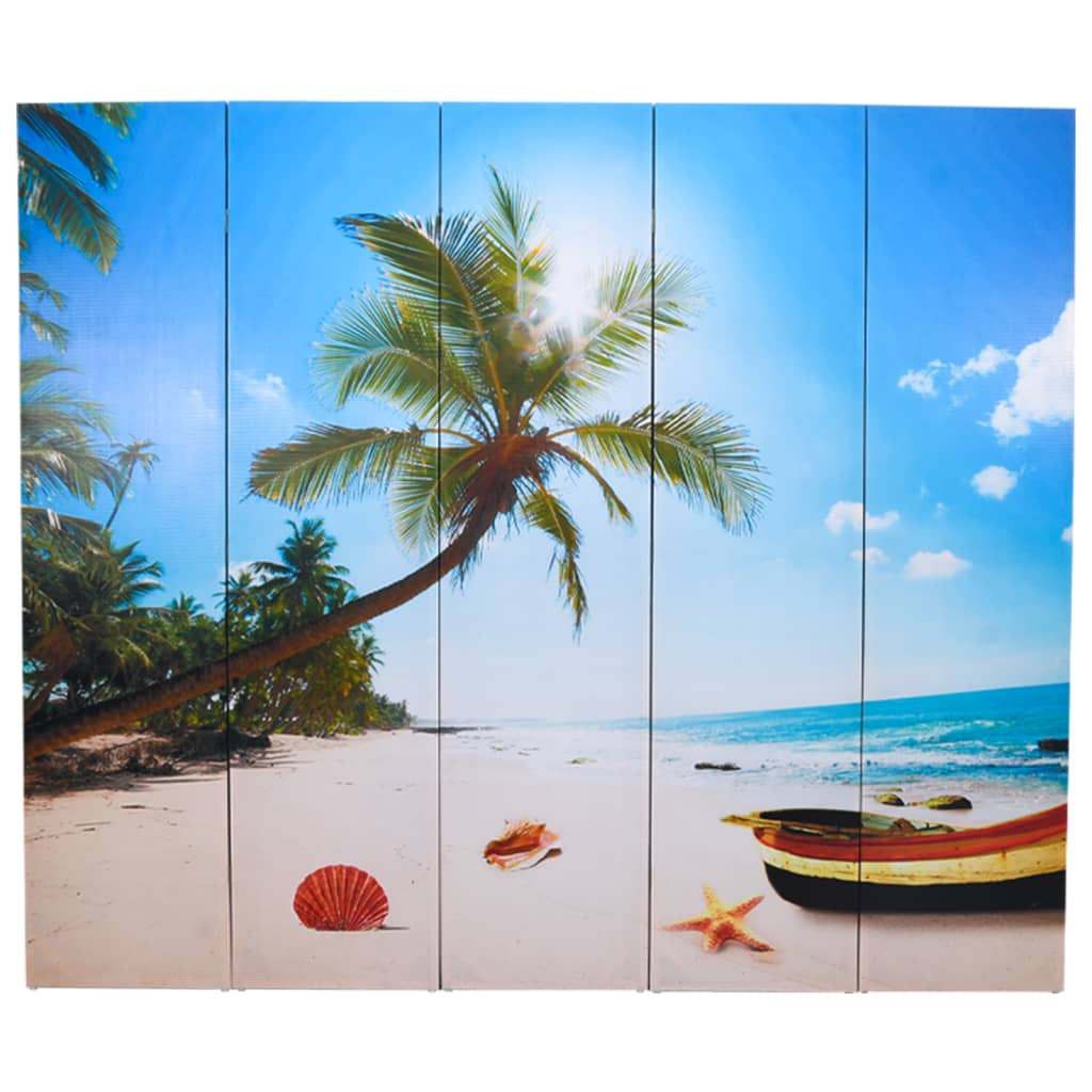vidaXL Składany parawan, 200x170 cm, motyw plaży