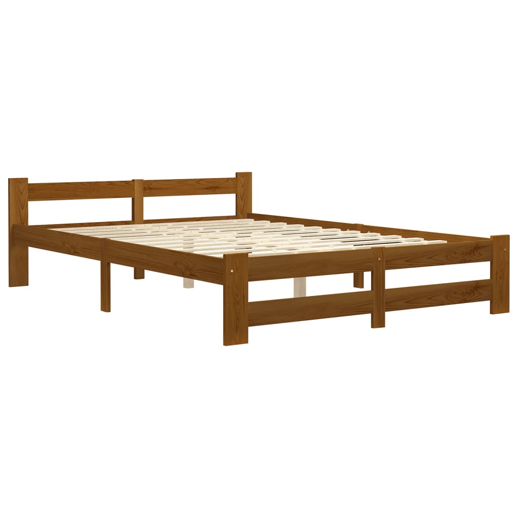 vidaXL Rama łóżka, miodowy brąz, lite drewno sosnowe, 140 x 200 cm