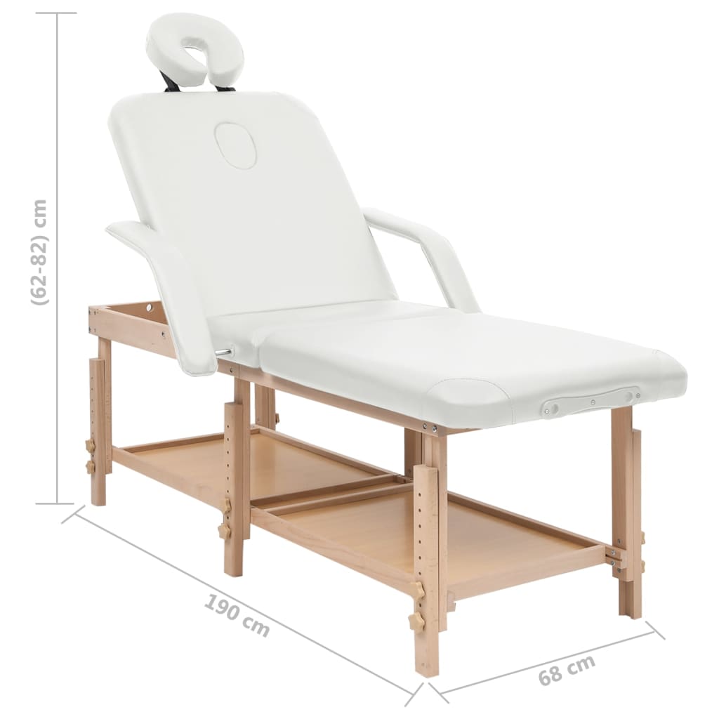vidaXL Stół do masażu, 3-strefowy, biały, obity sztuczną skórą