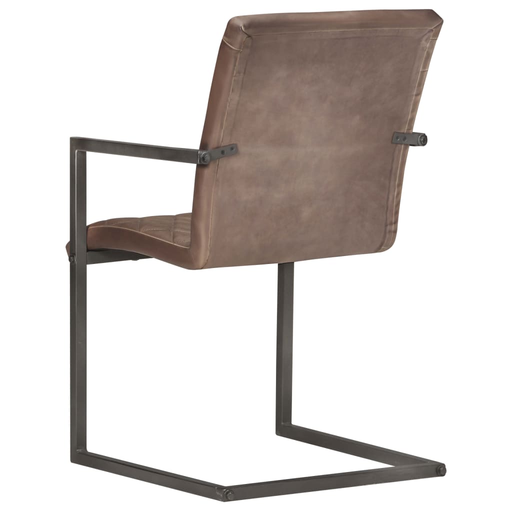 vidaXL Krzesła stołowe, wspornikowe, 4 szt., brązowe, skóra naturalna