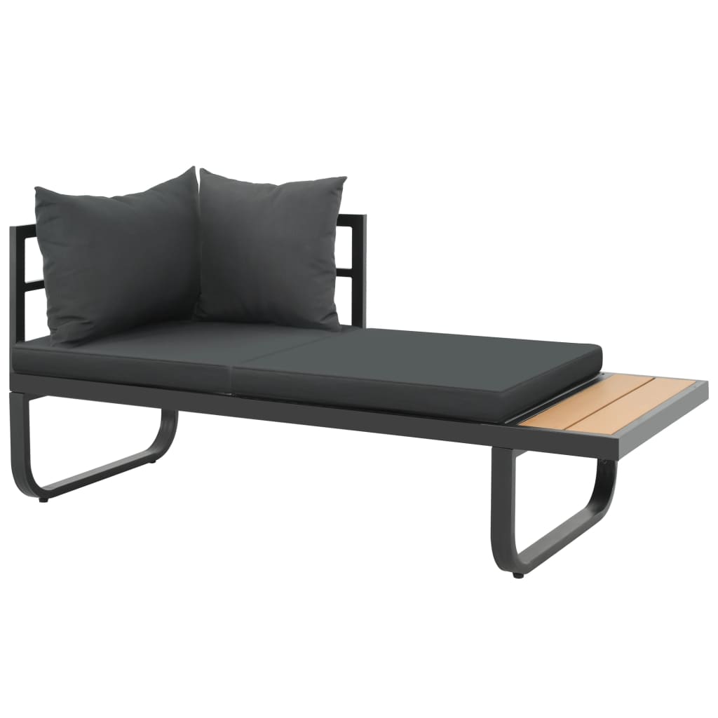 vidaXL Sofa ogrodowa ze stołem i poduszkami, narożna, aluminium, WPC