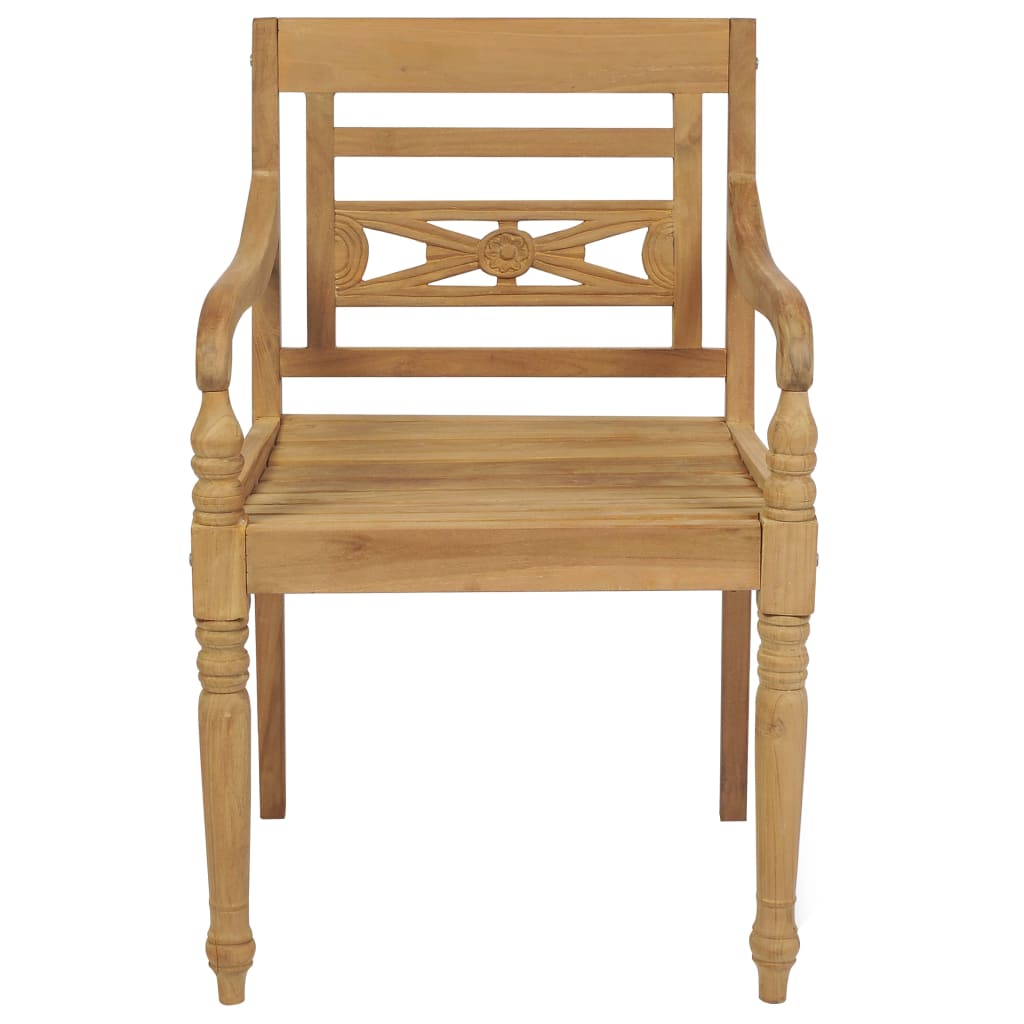 vidaXL Krzesła Batavia z kremowymi poduszkami, 2 szt., drewno tekowe