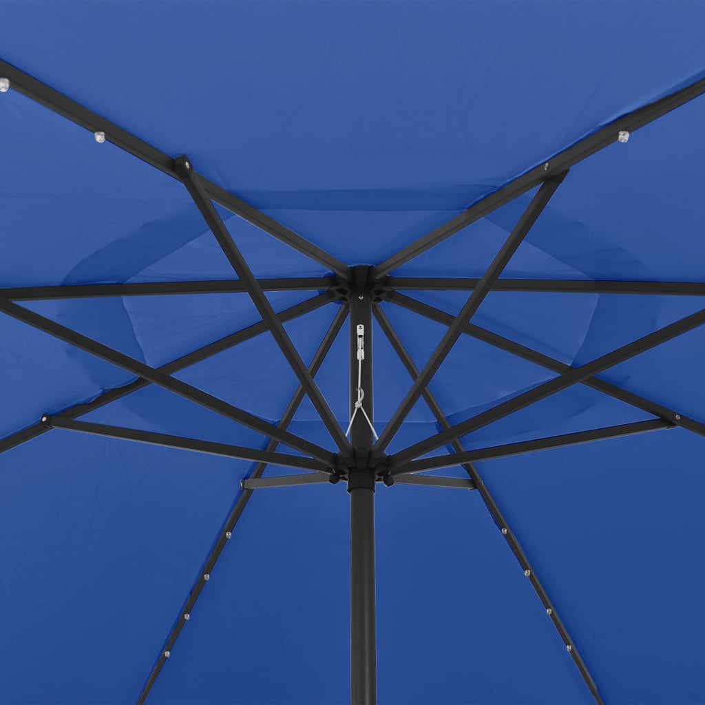 vidaXL Parasol ogrodowy z LED i metalowym słupkiem, 400 cm, lazurowy