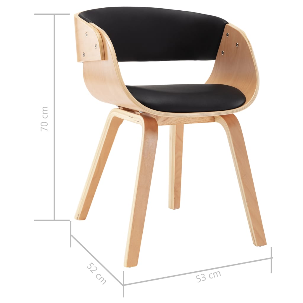 vidaXL Krzesło do jadalni, czarne, gięte drewno i sztuczna skóra