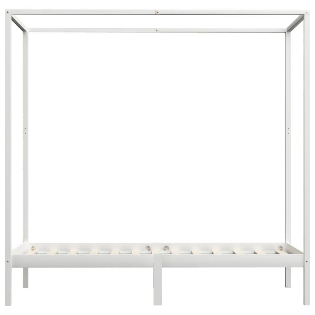 vidaXL Rama łóżka z baldachimem, biel, lite drewno sosnowe, 100x200 cm