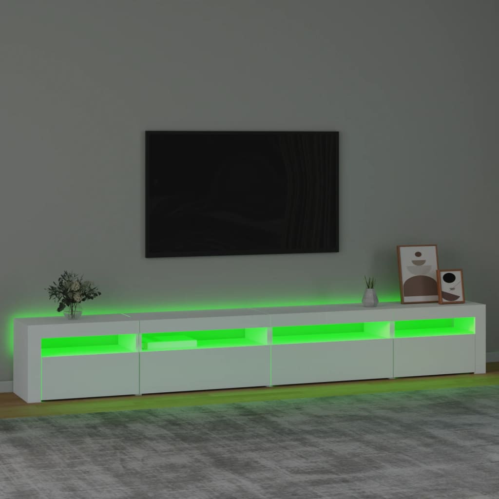 vidaXL Szafka pod TV z oświetleniem LED, biała, 270x35x40 cm