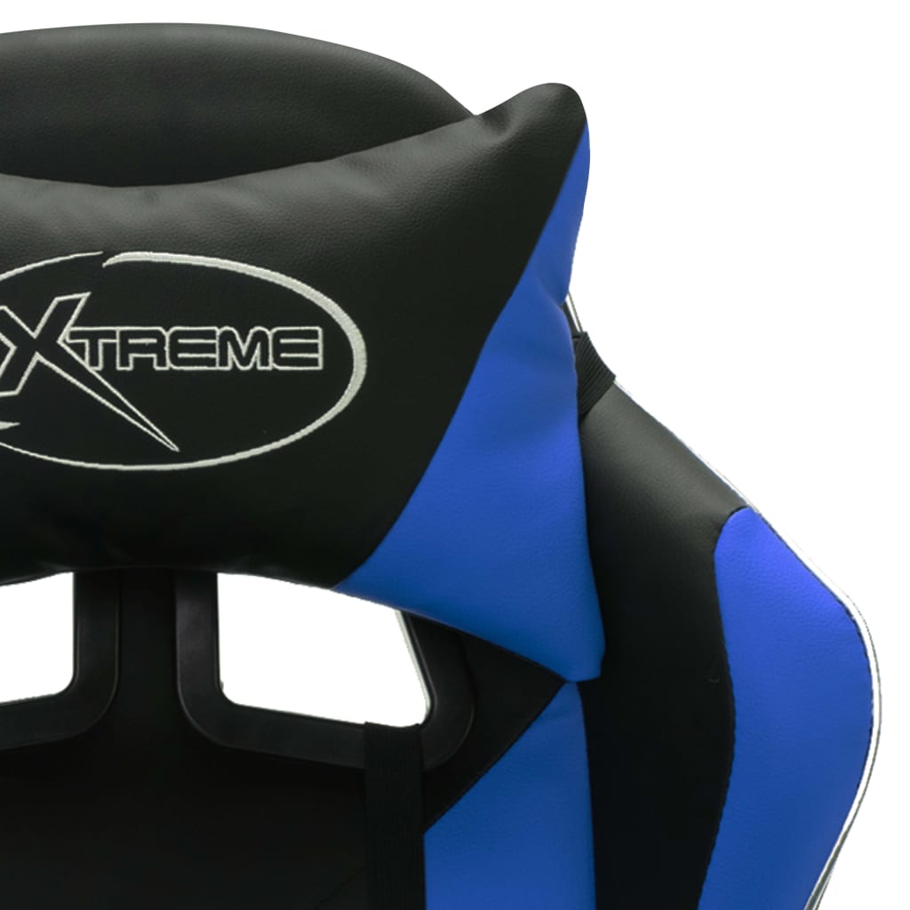 vidaXL Fotel dla gracza z RGB LED, niebiesko-czarny, sztuczna skóra