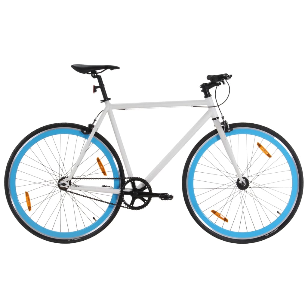 vidaXL Rower single speed, biało-niebieski, 700c, 59 cm
