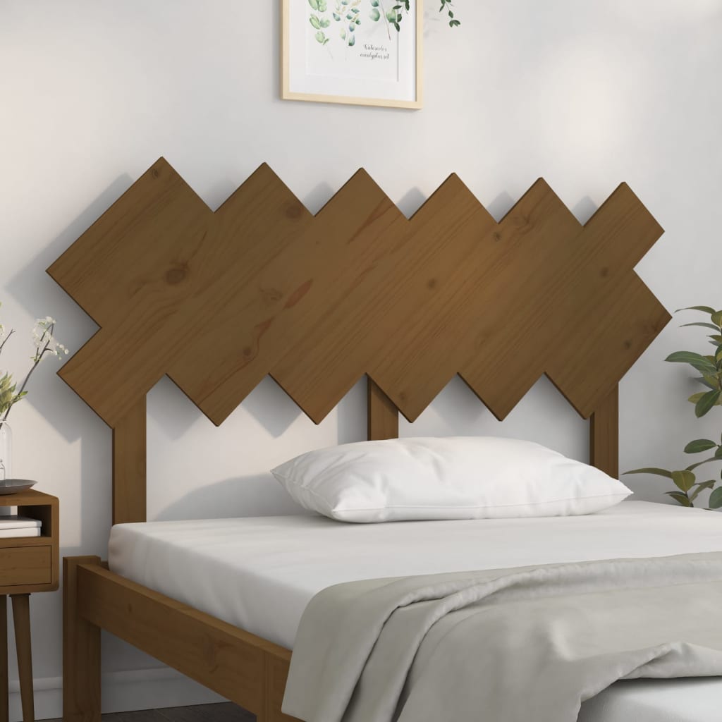 vidaXL Wezgłowie łóżka, miodowy brąz, 132x3x81 cm, lite drewno sosnowe