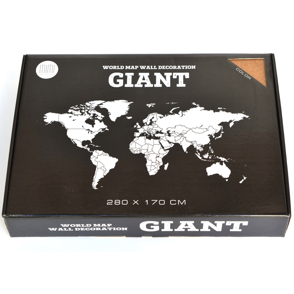 MiMi Innovations Drewniana mapa świata Giant, brązowa, 280x170 cm