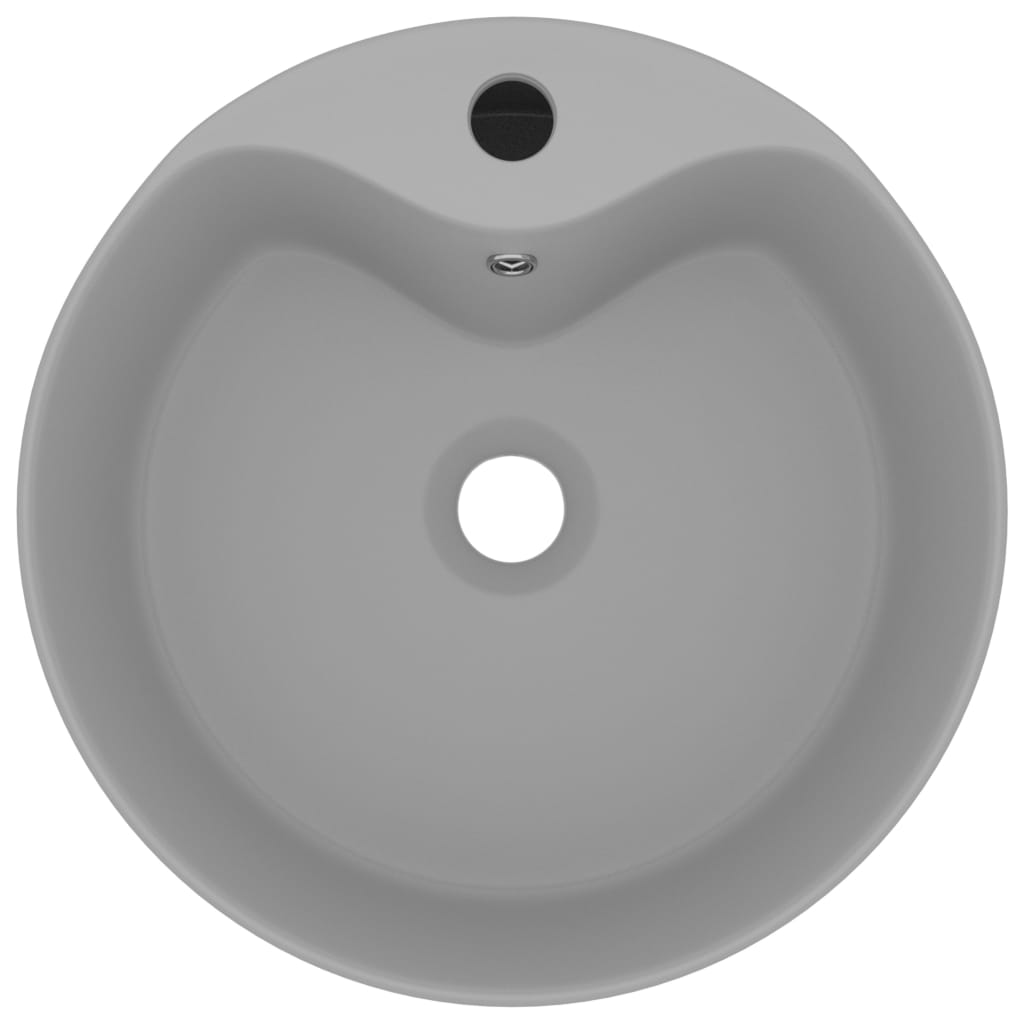 vidaXL Umywalka z przelewem, matowa jasnoszara, 36x13 cm, ceramiczna