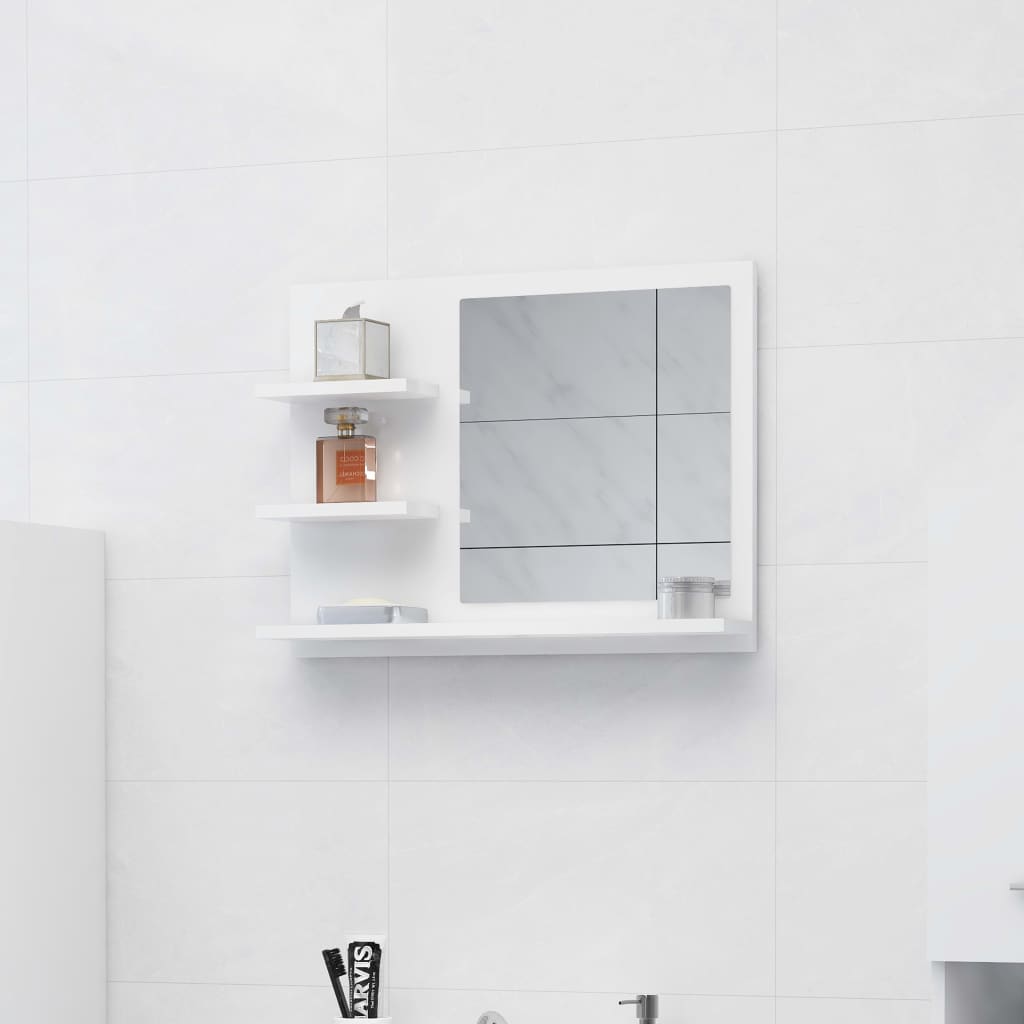 vidaXL Lustro łazienkowe, białe, wysoki połysk, 60x10,5x45 cm