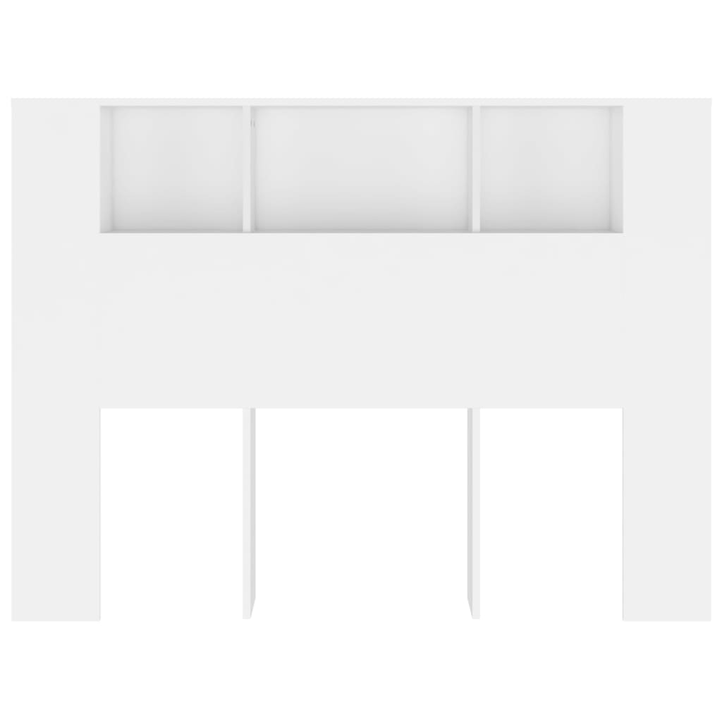 vidaXL Wezgłowie łóżka z półkami, białe, 140x18,5x104,5 cm