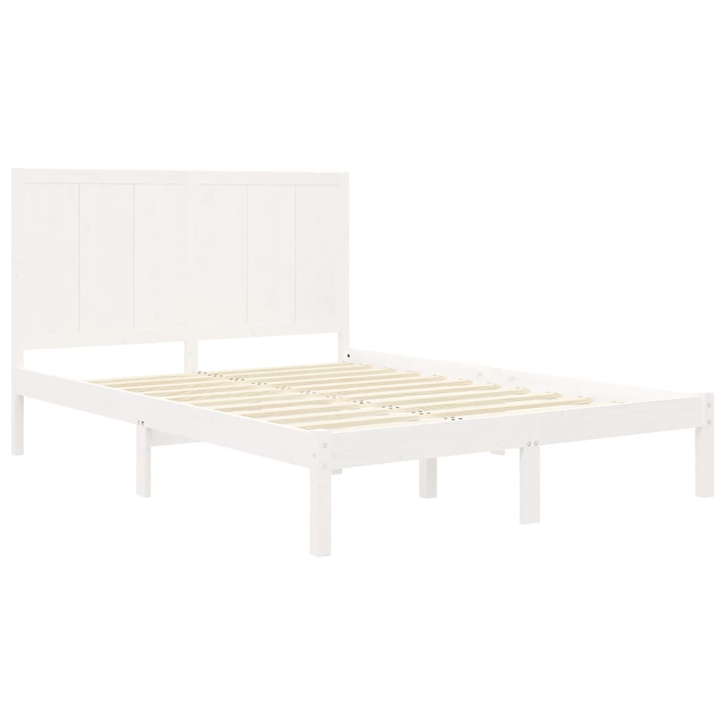 vidaXL Rama łóżka, biała, lite drewno sosnowe, 120x200 cm