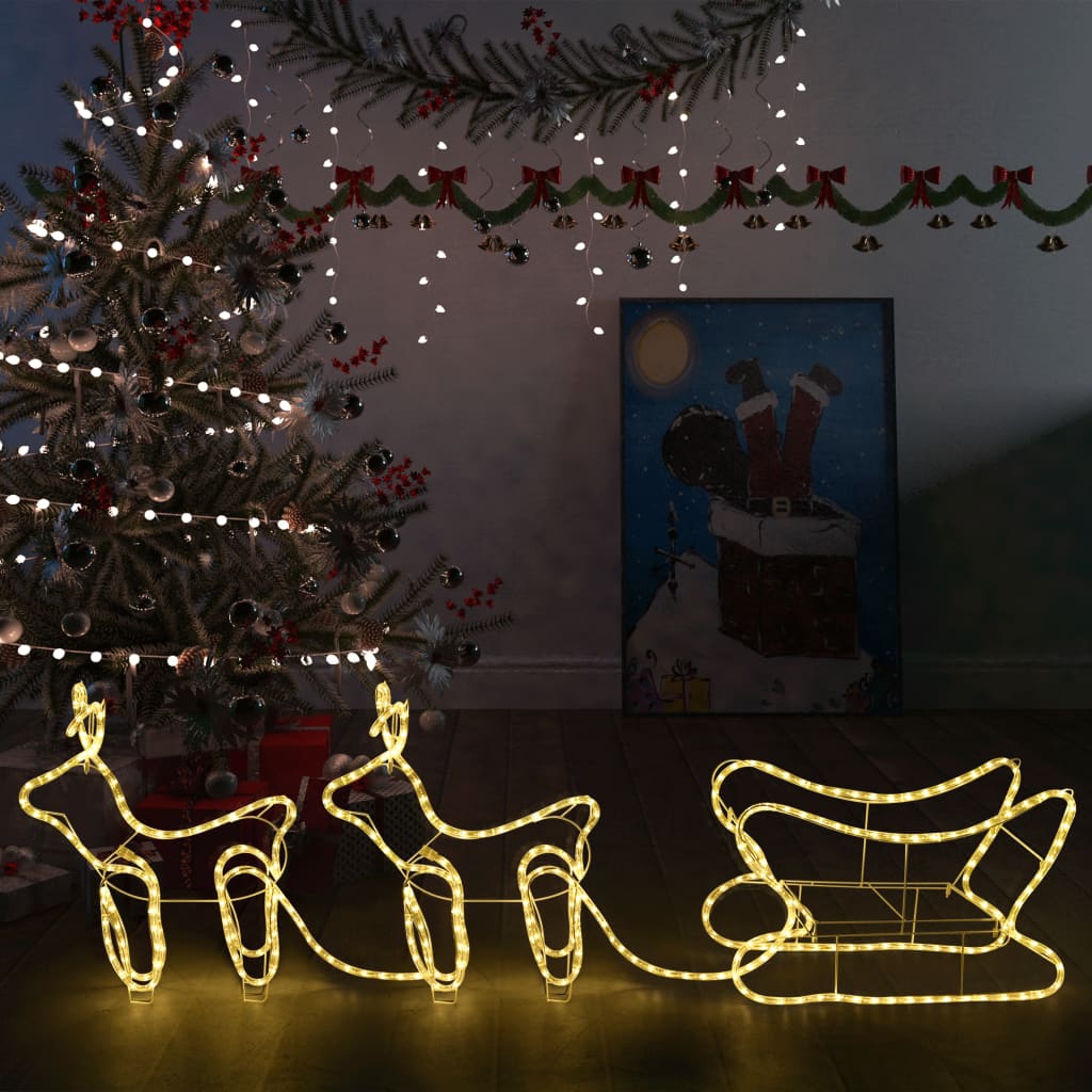 vidaXL Świąteczna dekoracja renifery z saniami, 576 diod LED