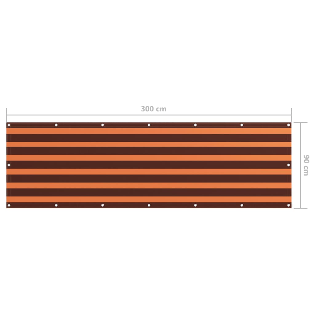 vidaXL Parawan balkonowy, pomarańcz i brąz, 90x300 cm, tkanina Oxford