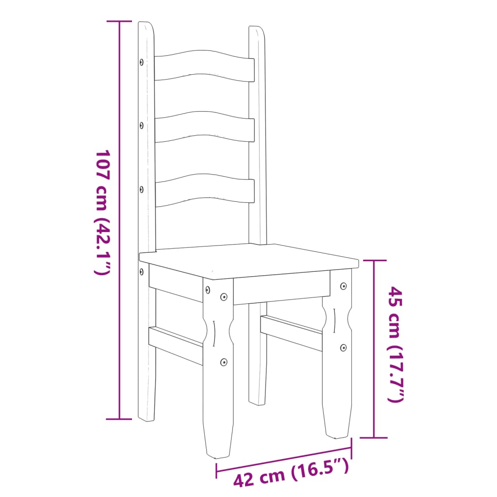 vidaXL Krzesła stołowe Corona, 2 szt., białe, 42x47x107 cm, sosnowe