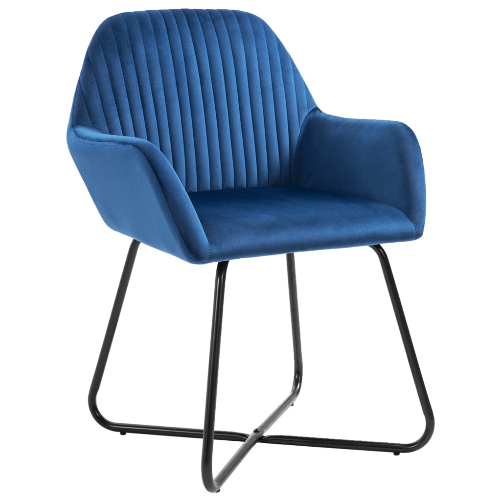 vidaXL Krzesła stołowe, 6 szt., niebieskie, obite aksamitem