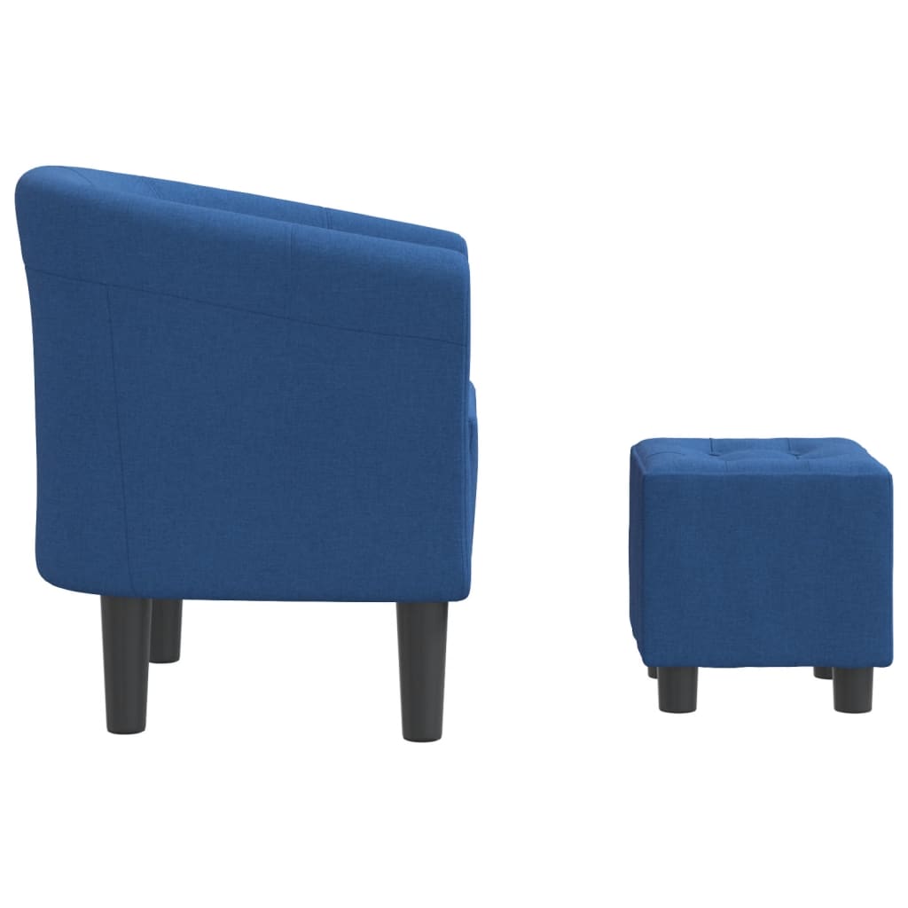 vidaXL Fotel bujany z podnóżkiem, niebieski, obity tkaniną