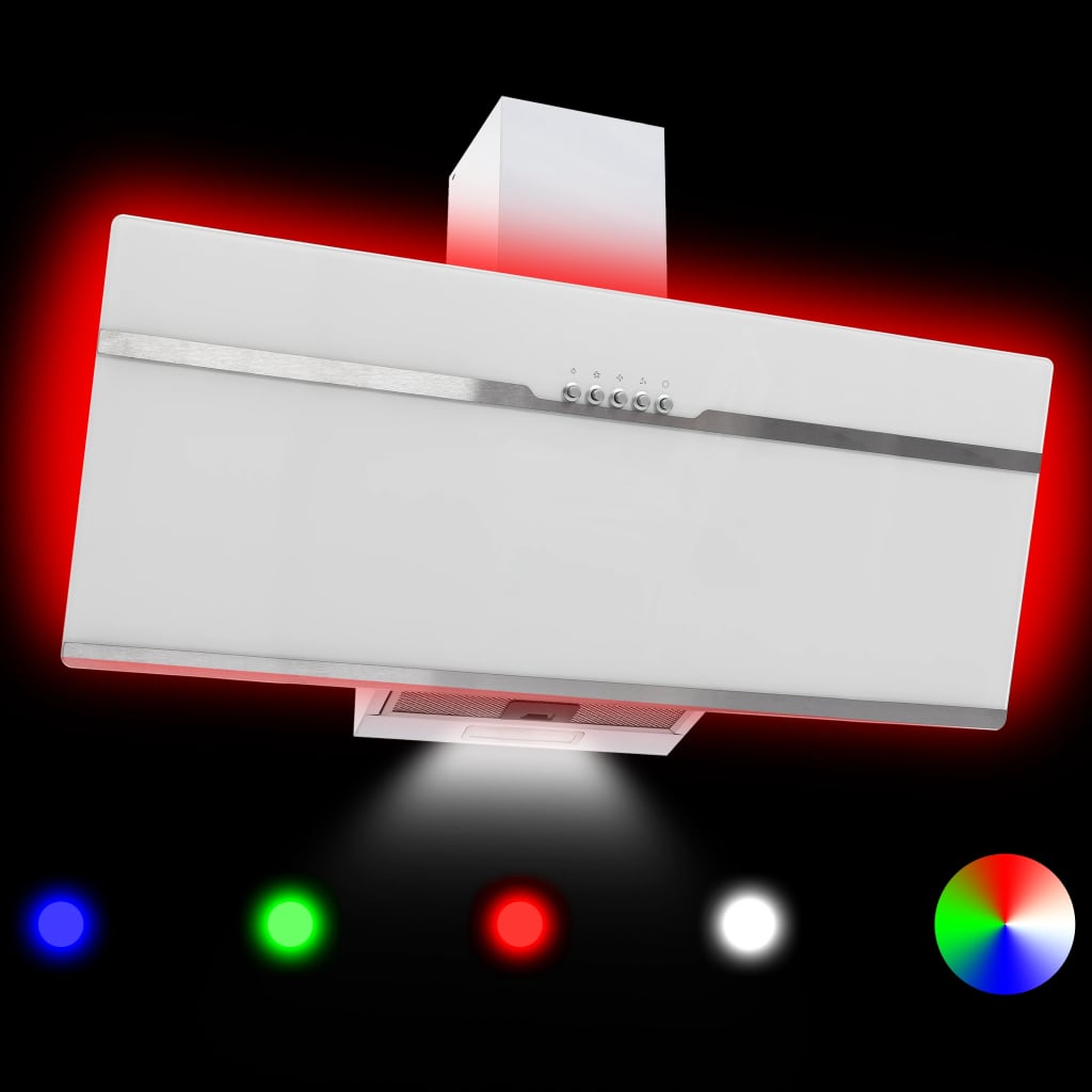 vidaXL Okap kuchenny LED RGB, 90 cm, stal nierdzewna i hartowane szkło