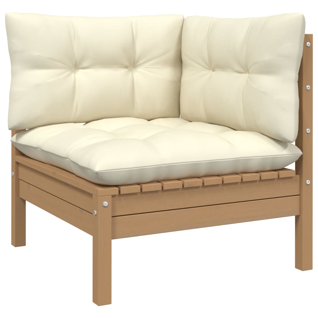 vidaXL 3-osobowa sofa ogrodowa z kremowymi poduszkami, drewno sosnowe