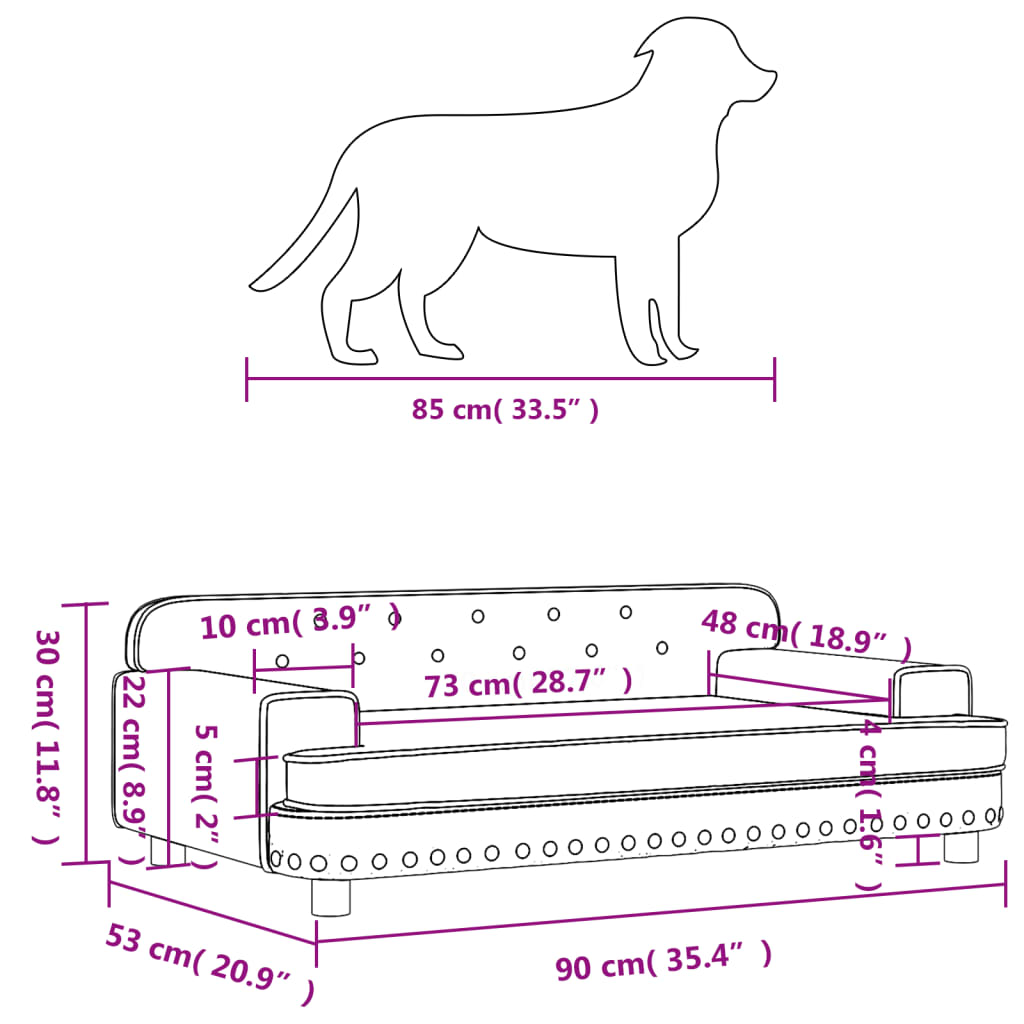 vidaXL Legowisko dla psa, ciemnoszare, 90x53x30 cm, aksamit