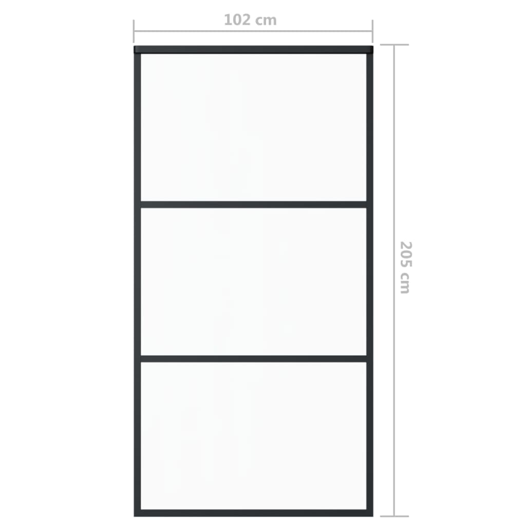 vidaXL Drzwi przesuwne z osprzętem, szkło ESG i aluminium, 102x205 cm