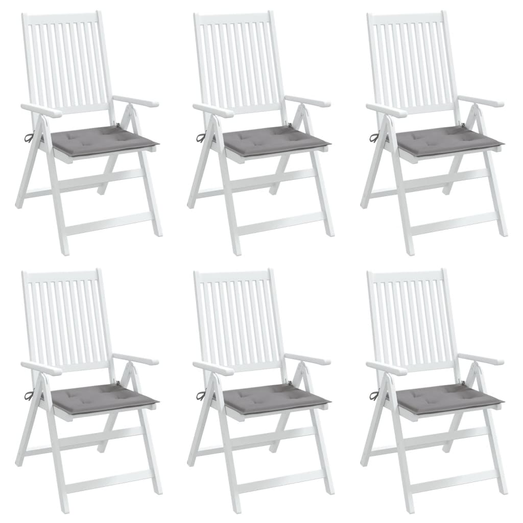 vidaXL Poduszki na krzesła ogrodowe, 6 szt., szare, 40x40x3 cm