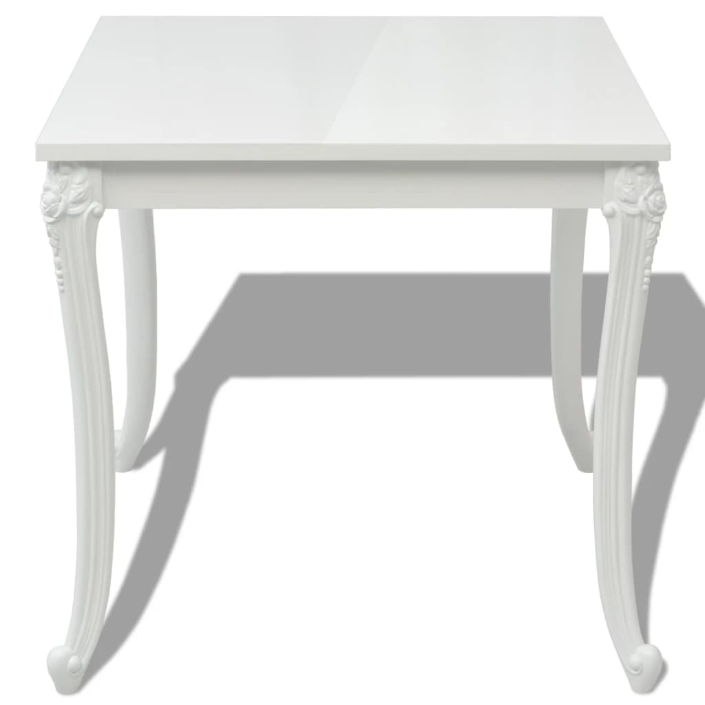 vidaXL Stół do jadalni, biały, wysoki połysk, 80x80x76